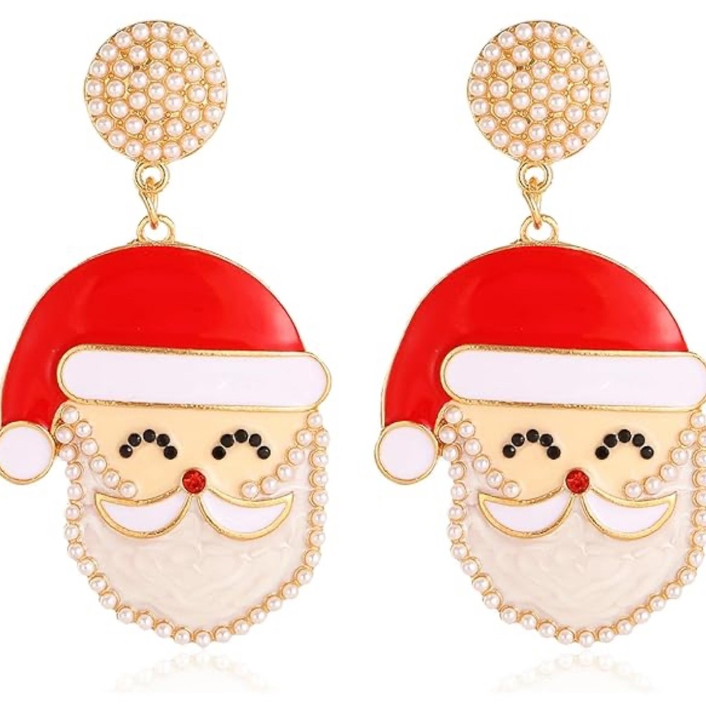 Festive Santa Earrings in Red and Gold